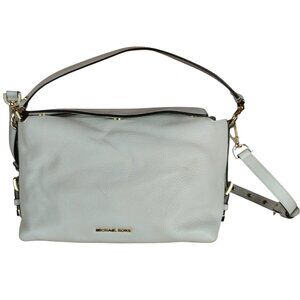 Michael Kors Brooke Optic White Pebbled Leather Satchel Crossbody Purse